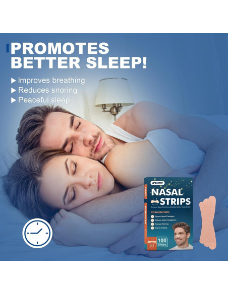 100 Tiras Nasales UPMOSTEK para Ronquidos y Congestión