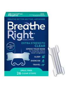 Tiras Nasales Breathe Right Fuerza Extra Transparentes 26 Unid