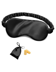 Máscara de Sueño OLESILK de Seda Negra con Tapones
