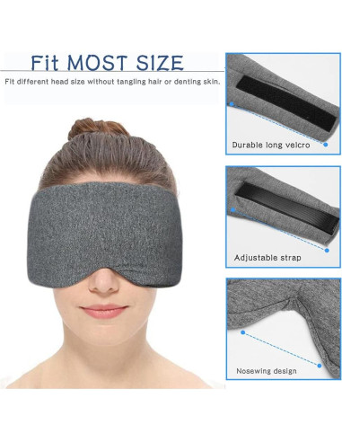 Mascarilla para dormir SUWEISHI 100% algodón gris ajustable
