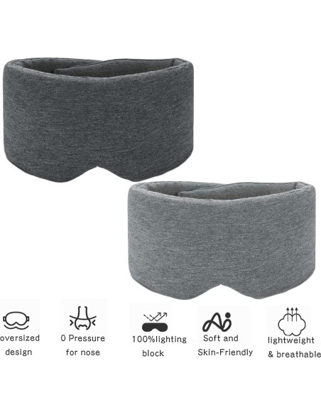 Mascarilla para dormir SUWEISHI 100% algodón gris ajustable