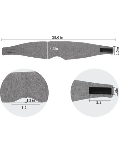 Mascarilla para dormir SUWEISHI 100% algodón gris ajustable