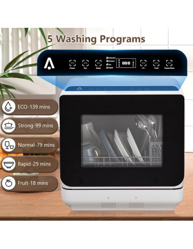 Lavavajillas Portátil ACONEE 4.5L Compacto Blanco