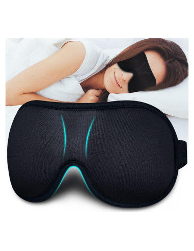 Máscara de Sueño YOUIGE 3D Contorneada Negra para Viajes