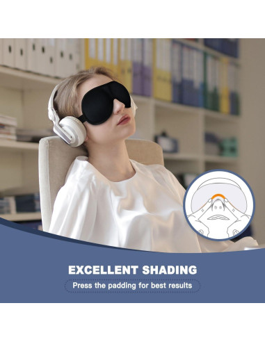 Máscara de Sueño YOUIGE 3D Contorneada Negra para Viajes