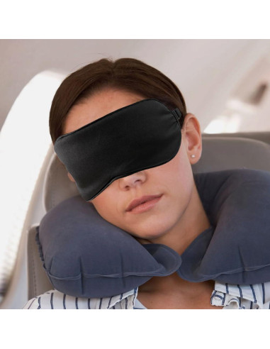 2 Máscaras de Sueño de Seda Negra Ajustables para Dormir