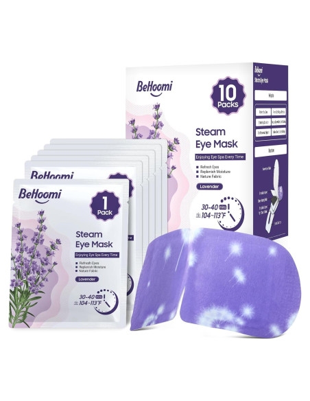 Máscara de Ojos Calentada BeHoomi 10 Paquetes Lavanda