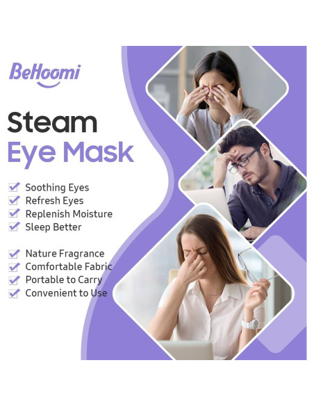 Máscara de Ojos Calentada BeHoomi 10 Paquetes Lavanda