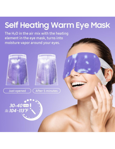 Máscara de Ojos Calentada BeHoomi 10 Paquetes Lavanda