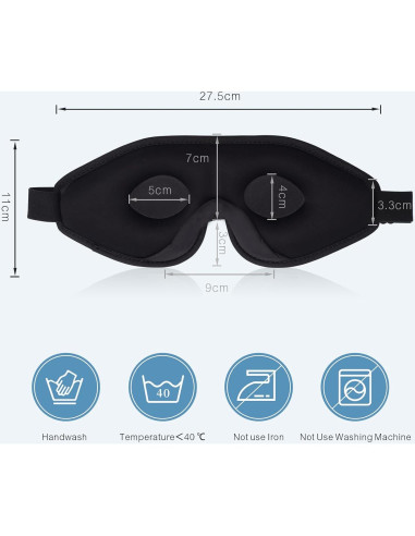 Máscara de Sueño 3D WellSync Ajustable + Tapones Oídos