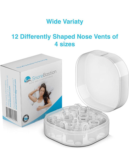 Dilatores Nasales Anti-Ronquidos Snore Bastion - 12 Piezas