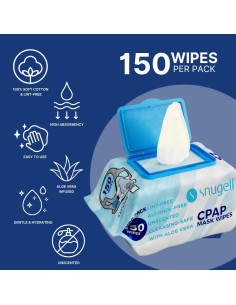 Toallitas Antibacteriales Snugell para Máscaras CPAP 150 Pzas 2