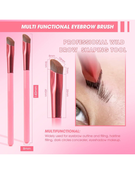 2 Cepillos de Cejas Multifuncionales LSxia 14cm Angulados