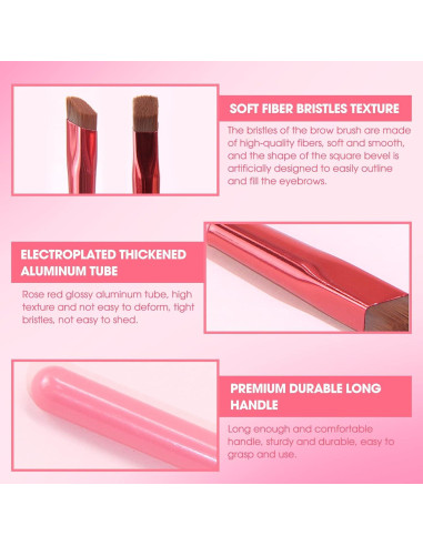 2 Cepillos de Cejas Multifuncionales LSxia 14cm Angulados