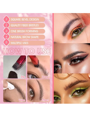 2 Cepillos de Cejas Multifuncionales LSxia 14cm Angulados