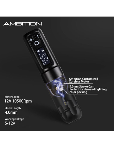 Máquina de Tatuaje Ambition Soldier Batería 2400mAh LED