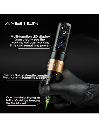 Máquina de Tatuaje Ambition Soldier Batería 2400mAh LED