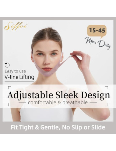 Máscara V-Line SIFFOI Facial Levanta Barbilla Rosa 15.7x13.1cm
