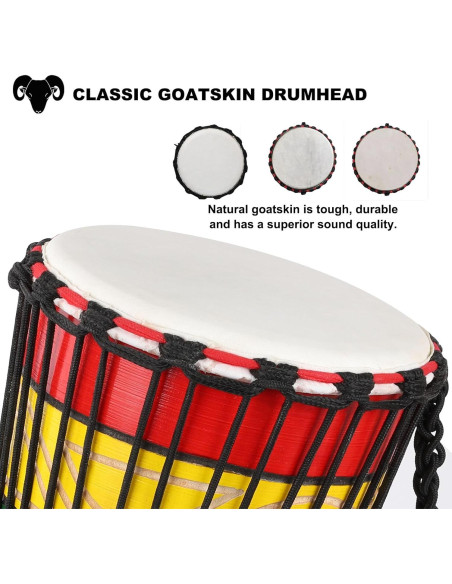 Djembe LIEKE Tambor Africano 25,4 cm Piel de Cabra Verde