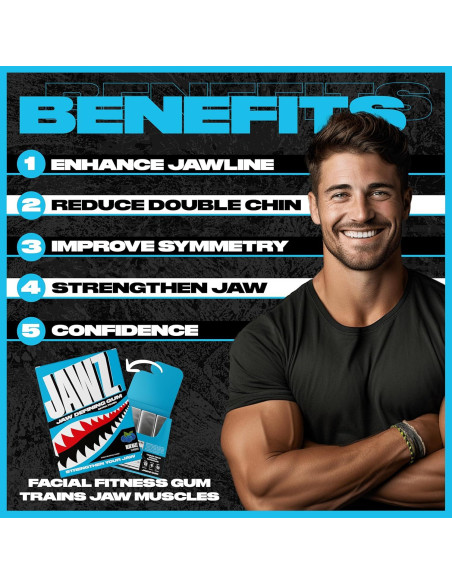 Chicle Jawz Gum Blue Razz - 4 Paquetes Sin Azúcar