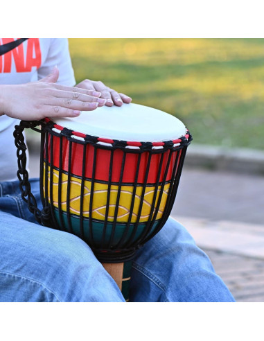 Djembe LIEKE Tambor Africano 25,4 cm Piel de Cabra Verde