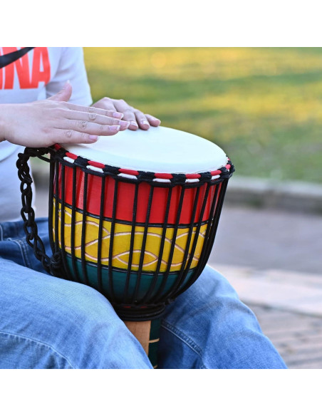 Djembe LIEKE Tambor Africano 25,4 cm Piel de Cabra Verde