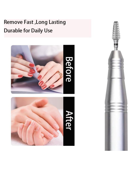 Brocas de Uñas Tornado ERUIKA 3,2 mm Extra Grueso Plata