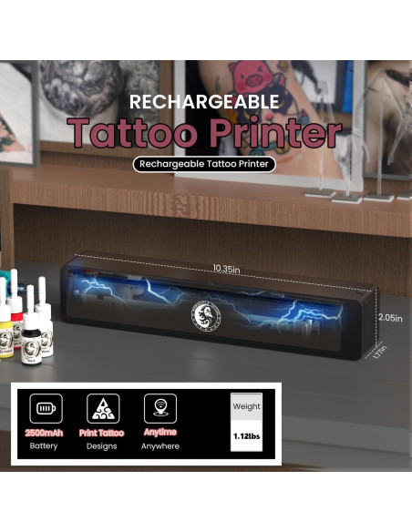 Impresora de Tatuajes Wormhole Inalámbrica Bluetooth A4