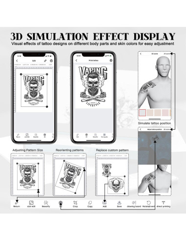 Impresora de Tatuajes Wormhole Inalámbrica Bluetooth A4