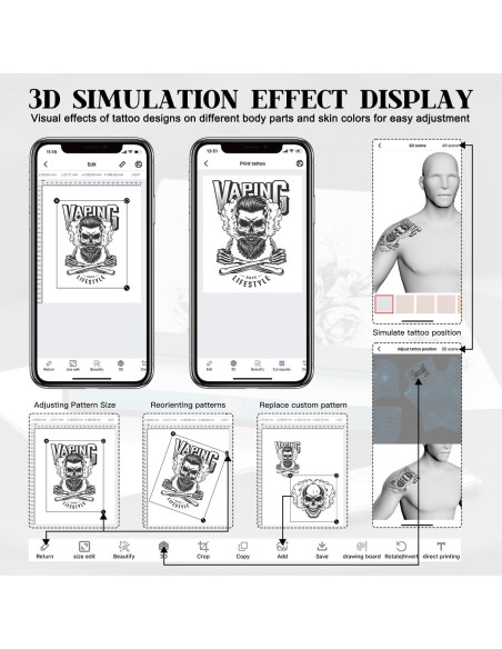Impresora de Tatuajes Wormhole Inalámbrica Bluetooth A4