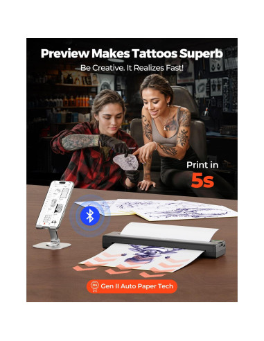 Impresora de Plantillas de Tatuaje MUNBYN ITP05 Inalámbrica