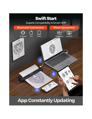 Impresora de Plantillas de Tatuaje MUNBYN ITP05 Inalámbrica