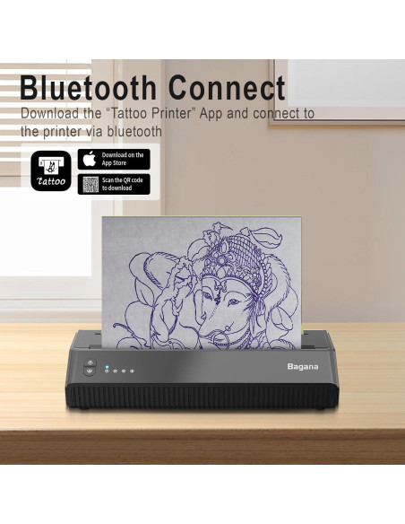 Impresora de Plantillas de Tatuaje Bagana Térmica Inalámbrica