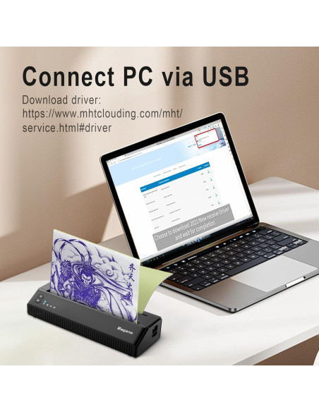 Impresora de Plantillas de Tatuaje Bagana Térmica Inalámbrica