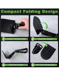 Pala Plegable LEONTOOL 46.8 cm Multiherramienta Camping 2