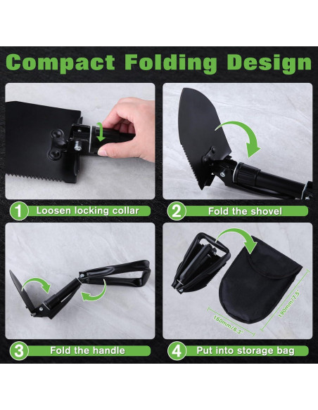 Pala Plegable LEONTOOL 46.8 cm Multiherramienta Camping