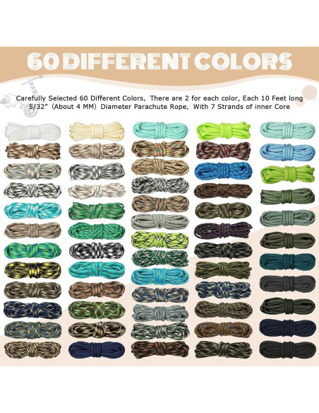 Cuerda Paracord 550 Riakrum 120 Pcs 3,05 m Colores Clásicos