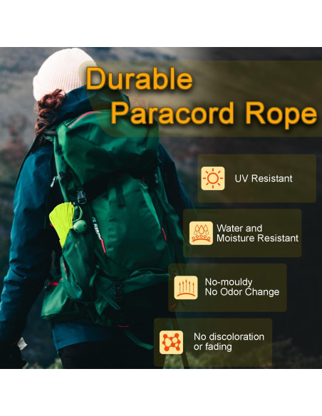 CooBigo Cuerda Paracord 1000LB 30,48m Fluorescente para Camping