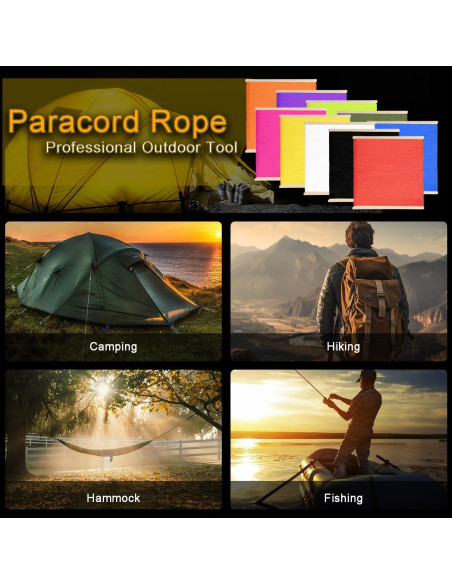 CooBigo Cuerda Paracord 1000LB 30,48m Fluorescente para Camping