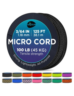 Cuerda Micro Paracord TECEUM 1.18 mm x 38.1 m Negra