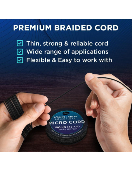 Cuerda Micro Paracord TECEUM 1.18 mm x 38.1 m Negra