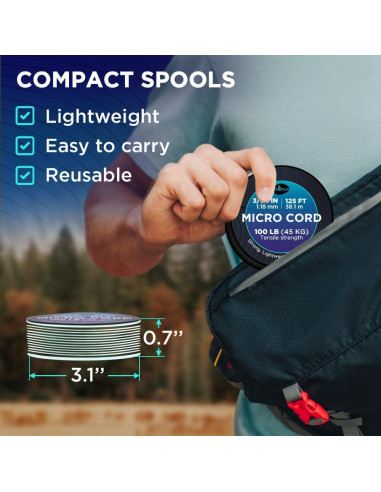 Cuerda Micro Paracord TECEUM 1.18 mm x 38.1 m Negra