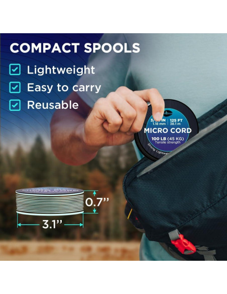 Cuerda Micro Paracord TECEUM 1.18 mm x 38.1 m Negra