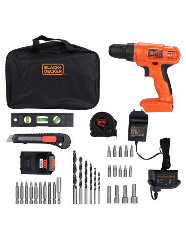 Taladro Inalámbrico BLACK+DECKER 20V MAX + Kit 34 Piezas