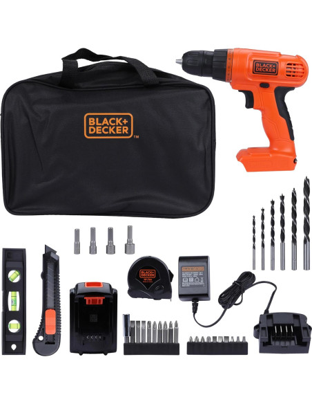 Taladro Inalámbrico BLACK+DECKER 20V MAX + Kit 34 Piezas