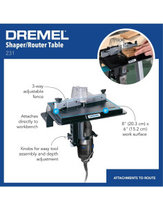 Dremel 231 Mesa Router Portátil 20x15 cm - Accesorio Madera 2