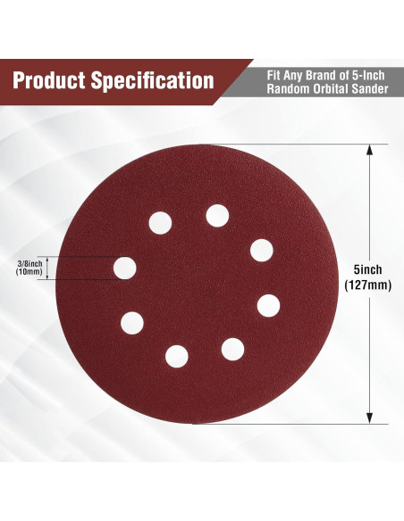 WORKPRO Juego de Discos de Lijado 150 Piezas 125mm 10 Granos