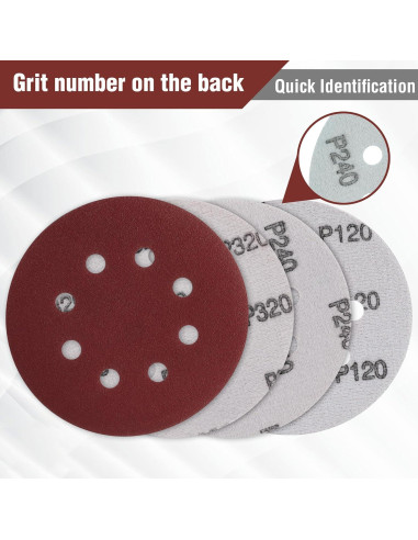 WORKPRO Juego de Discos de Lijado 150 Piezas 125mm 10 Granos