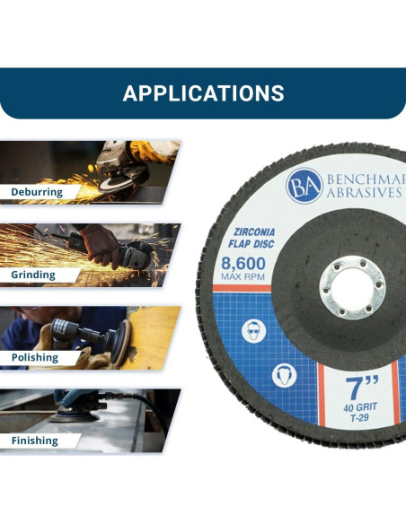 Discos de Aleta 7" Benchmark Abrasives 120 Grano Zirconia