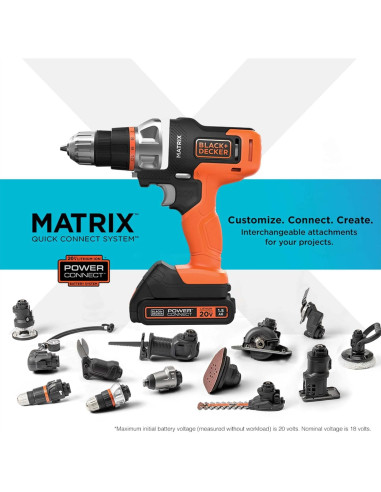 Taladro + Lijadora BLACK+DECKER MATRIX 20V Kit Compacto